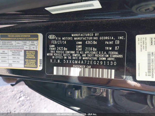 KIA Optima Lx 2014 5XXGM4A72EG291130 Image 9