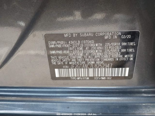 JF2GTANC7L8252947 Subaru Crosstrek Limited