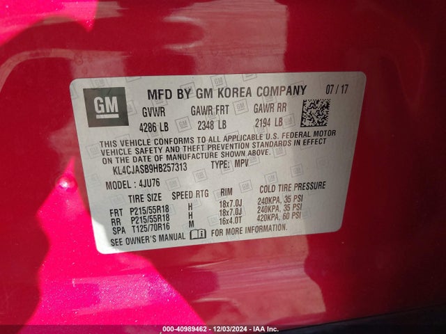 Buick Encore Preferred 2017 KL4CJASB9HB257313 Image 9