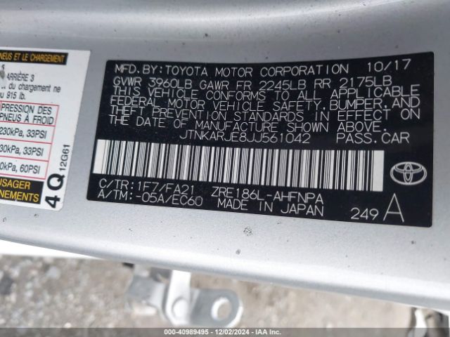 JTNKARJE8JJ561042 Toyota COROLLA IM