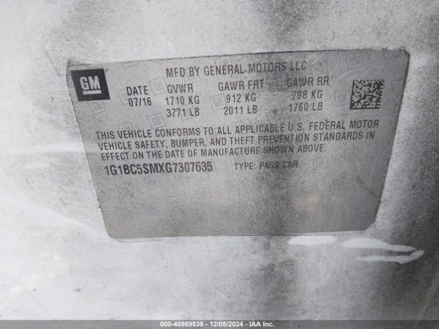 1G1BC5SMXG7307635 Chevrolet Cruze Ls Auto