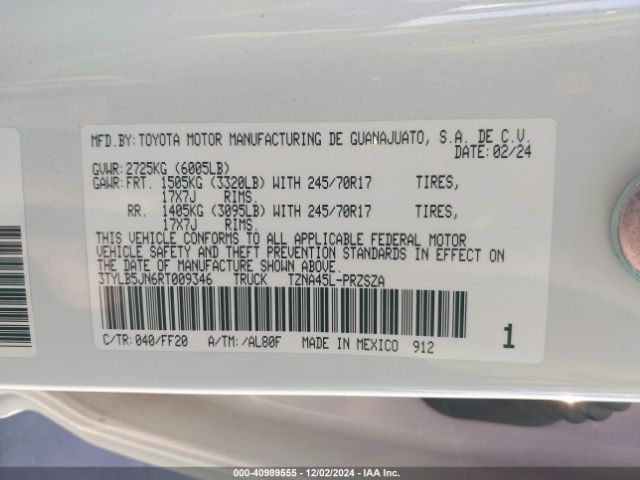 3TYLB5JN6RT009346 Toyota Tacoma Sr5