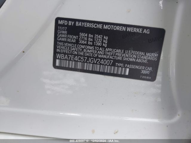 2018 BMW 740I WBA7E4C57JGV24007 Photo 8