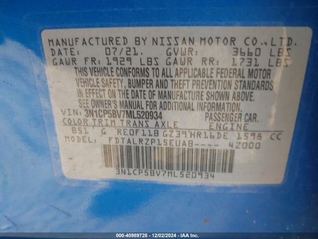 Nissan Kicks S Xtronic Cvt 2021 3N1CP5BV7ML520934 Image 9