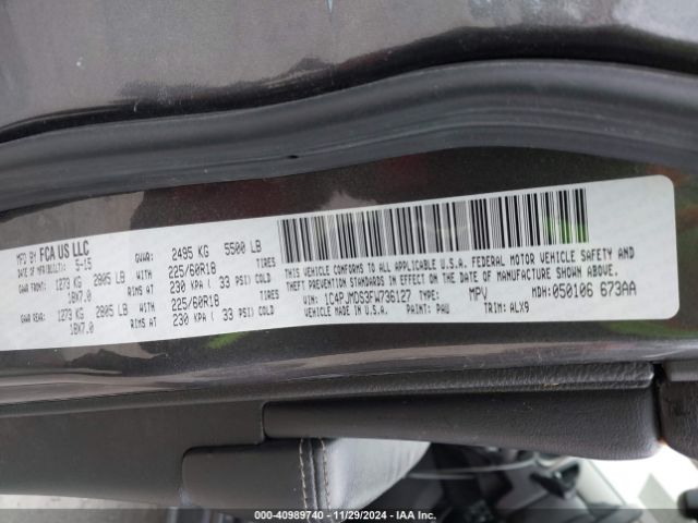 1C4PJMDS3FW736127 Jeep Cherokee Limited