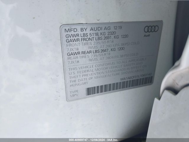 WA1AECF31L1063142 Audi Q3 Premium 45 Tfsi Quattro Tiptronic