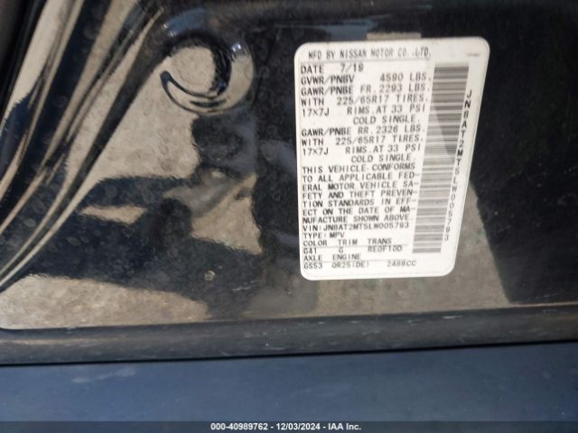 JN8AT2MT5LW005793 Nissan Rogue S Fwd