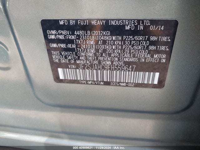 JF2SJAHC9EH559647 Subaru Forester 2.5i Limited