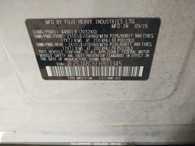 JF2SJABC6FH803345 Subaru Forester 2.5i