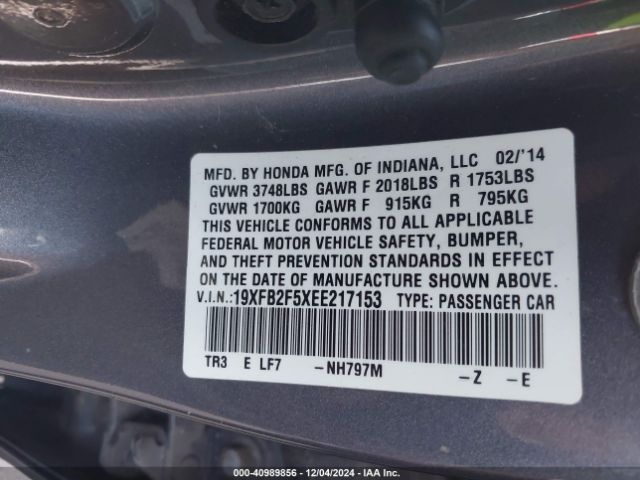 19XFB2F5XEE217153 Honda Civic Lx