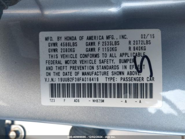 19UUB2F38FA018419 Acura Tlx V6