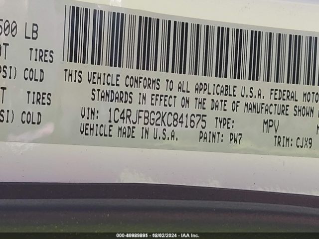 2019 JEEP GRAND CHEROKEE 1C4RJFBG2KC841675 Photo 8