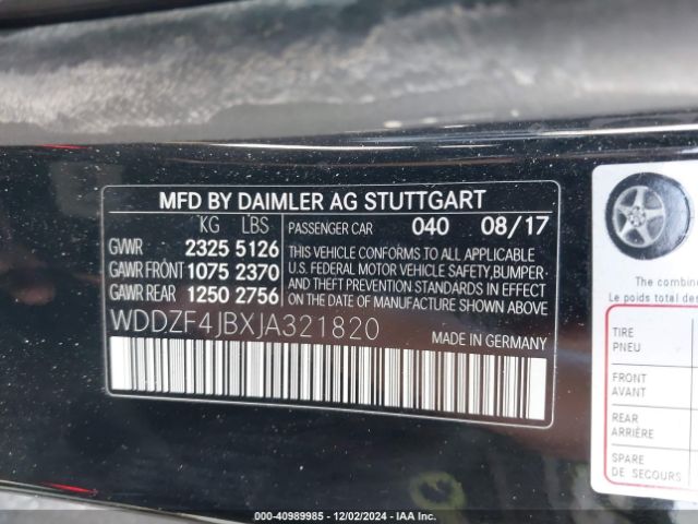 WDDZF4JBXJA321820 Mercedes-Benz E 300