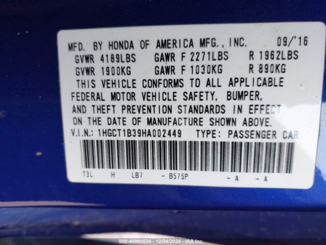 1HGCT1B39HA002449 Honda Accord Lx-s
