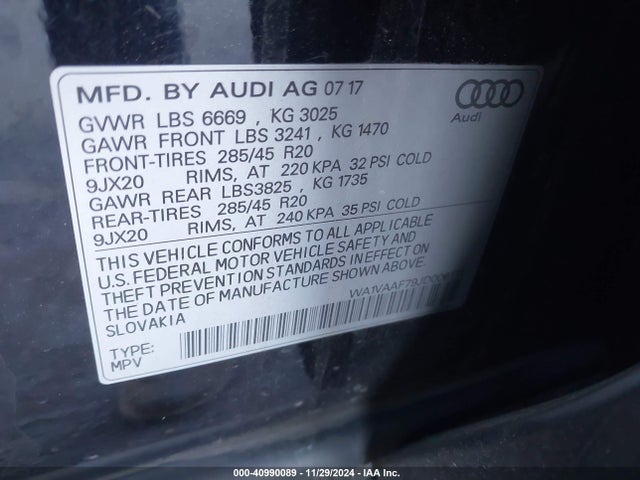 WA1VAAF79JD006171 Audi Q7 3.0t Premium