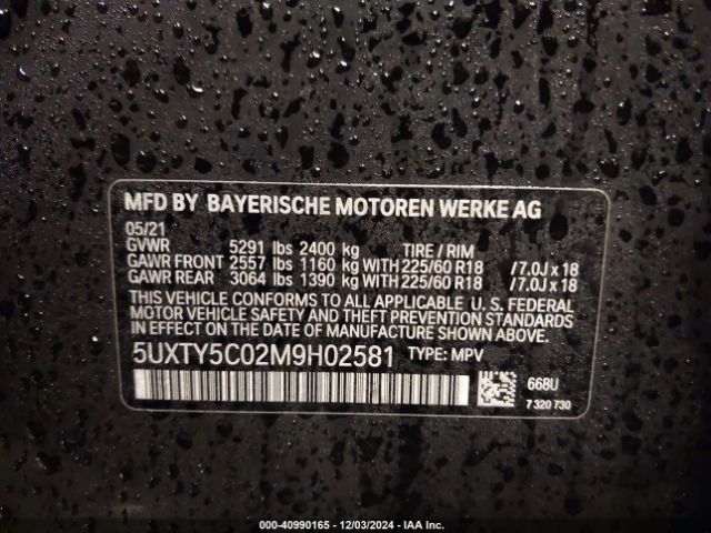 5UXTY5C02M9H02581 BMW X3 Xdrive30i