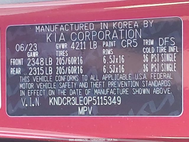 KNDCR3LE0P5115349 KIA NIRO EX