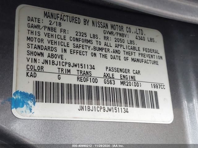 JN1BJ1CP9JW151134 Nissan Rogue Sport S