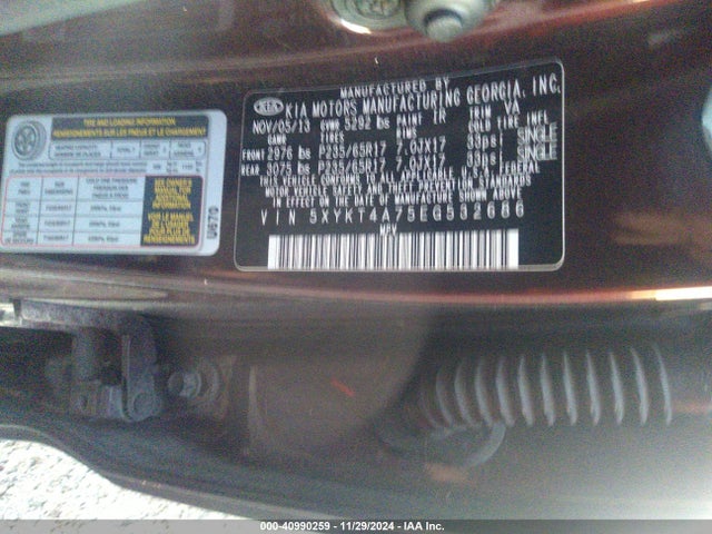 KIA Sorento Lx V6 2014 5XYKT4A75EG532686 Image 9