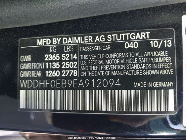 WDDHF0EB9EA912094 Mercedes-Benz E 250 Bluetec