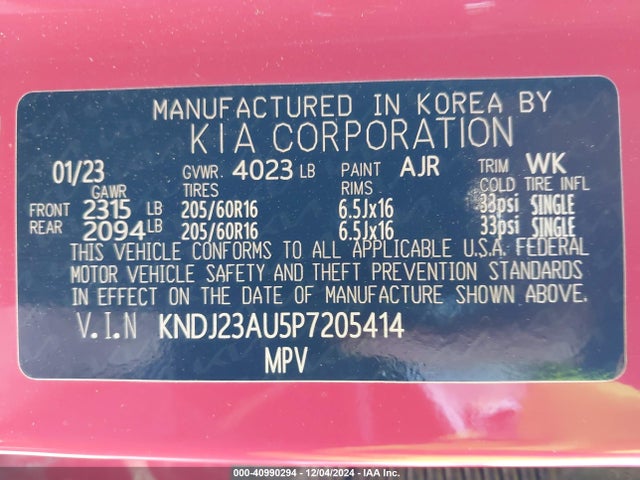 KNDJ23AU5P7205414 KIA SOUL LX