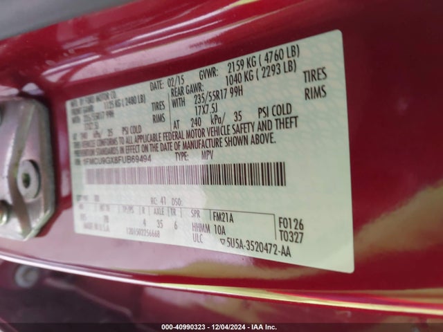 Ford ESCAPE SE 2015 1FMCU9GX8FUB69494 Image 9