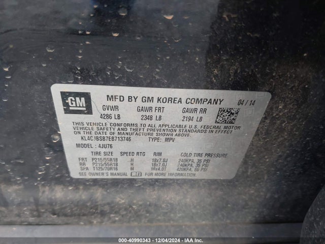 Aukcja sprzedaży 2014 Buick Encore Convenience, vin: KL4CJBSB7EB713746, numer aukcji: 40990343