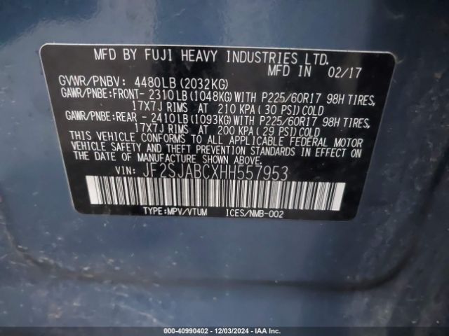 JF2SJABCXHH557953 Subaru Forester 2.5i