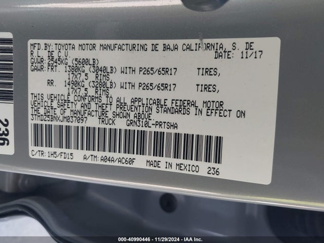 3TMDZ5BNXJM037097 Toyota Tacoma Trd Sport