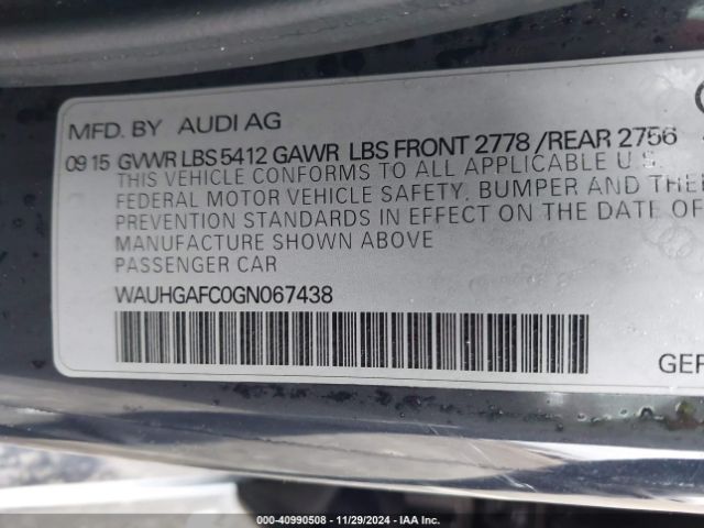 WAUHGAFC0GN067438 Audi A6 3.0t Premium Plus