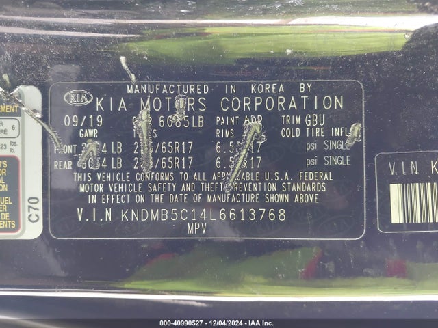 KIA SEDONA LX 2020 KNDMB5C14L6613768 Image 8