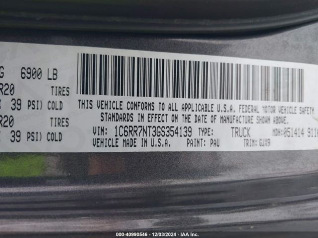 1C6RR7NT3GS354139 RAM 1500 Laramie