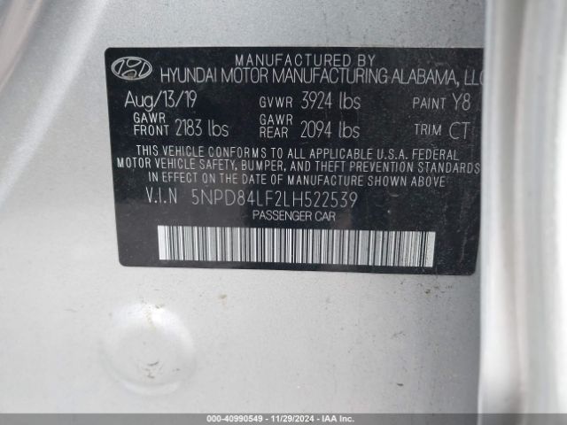 5NPD84LF2LH522539 Hyundai Elantra Value Edition