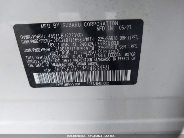 JF2SKARC2PH483459 Subaru Forester Touring