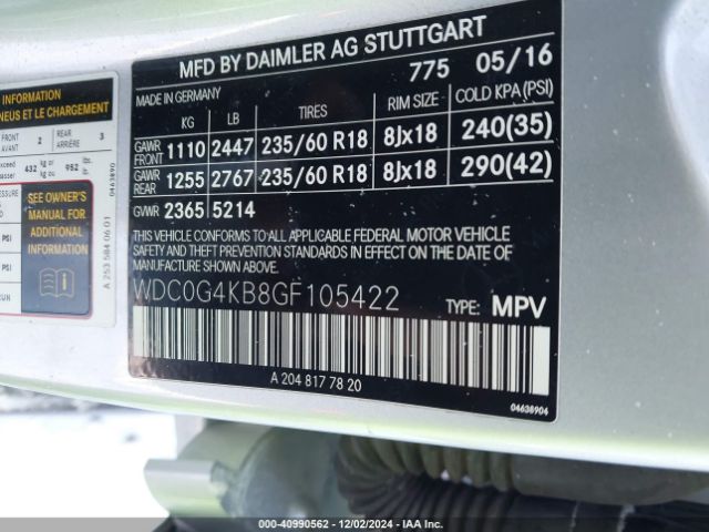 WDC0G4KB8GF105422 Mercedes-Benz Glc 300 4matic