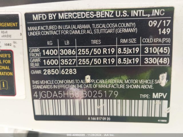 4JGDA5HB8JB025179 Mercedes-Benz Gle 350 4matic