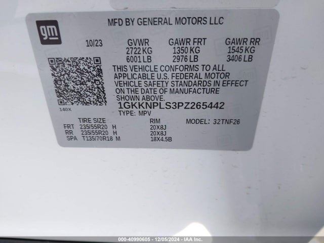 1GKKNPLS3PZ265442 GMC Acadia Fwd Denali