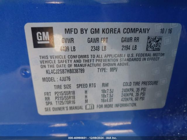 KL4CJ2SB7HB038789 Buick Encore