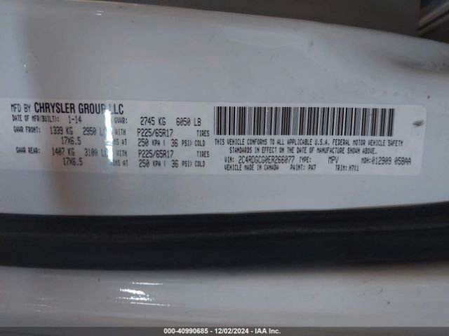 2C4RDGCG0ER266077 Dodge Grand Caravan Sxt