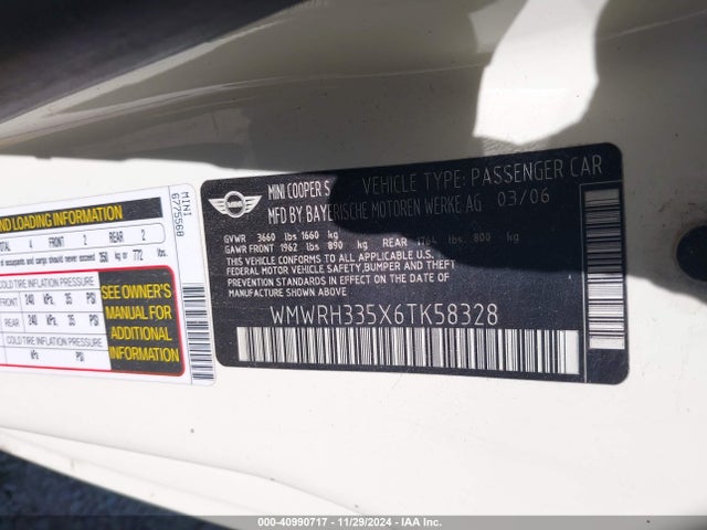 2006 MINI COOPER S WMWRH335X6TK58328 Photo 8