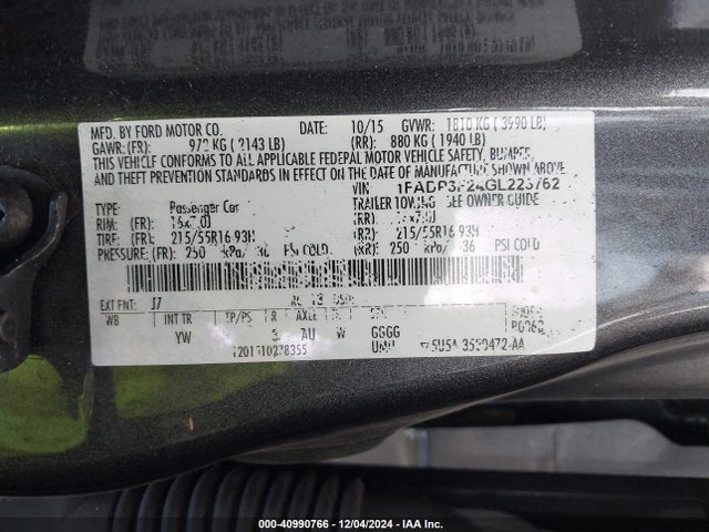 Ford FOCUS SE 2016 1FADP3F24GL223762 Image 9