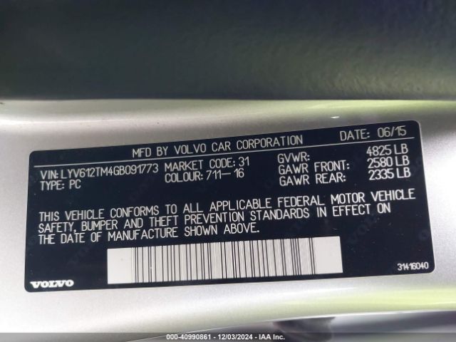 LYV612TM4GB091773 Volvo S60 Inscription T5 Platinum