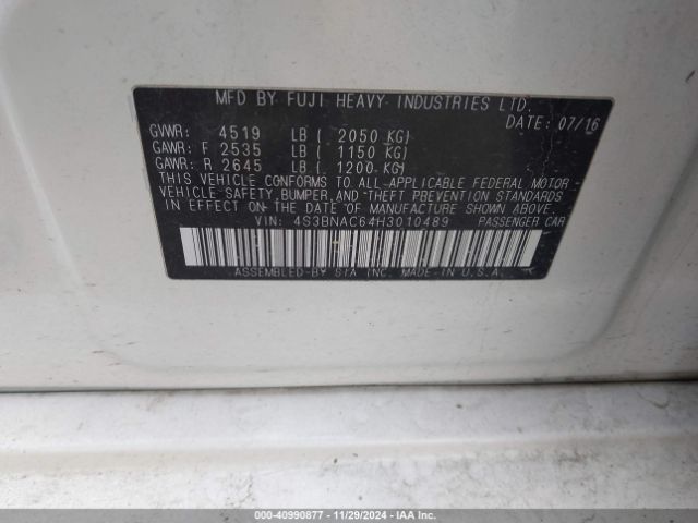 4S3BNAC64H3010489 Subaru Legacy 2.5i Premium