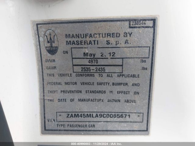 2012 MASERATI GRANTURISMO ZAM45MLA9C0065671 Photo 8