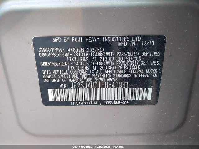 JF2SJAHC1EH541031 Subaru Forester 2.5i Limited