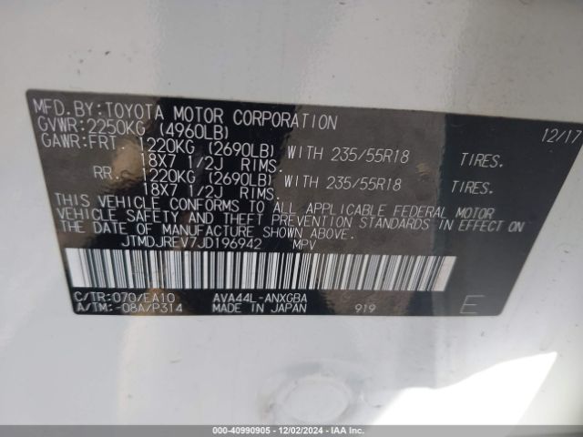 JTMDJREV7JD196942 Toyota Rav4 Hybrid Limited