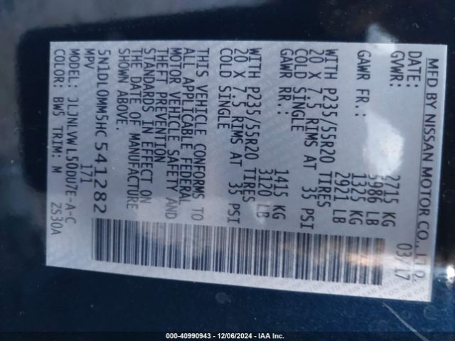 5N1DL0MM5HC541282 Infiniti QX60