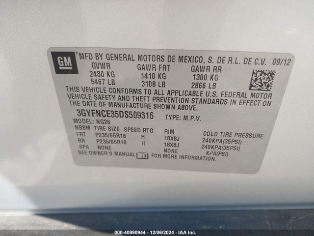 2013 CADILLAC SRX 3GYFNCE35DS509316 Photo 8