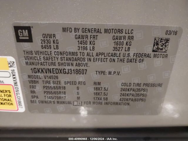 1GKKVNEDXGJ318607 GMC Acadia Sle-1