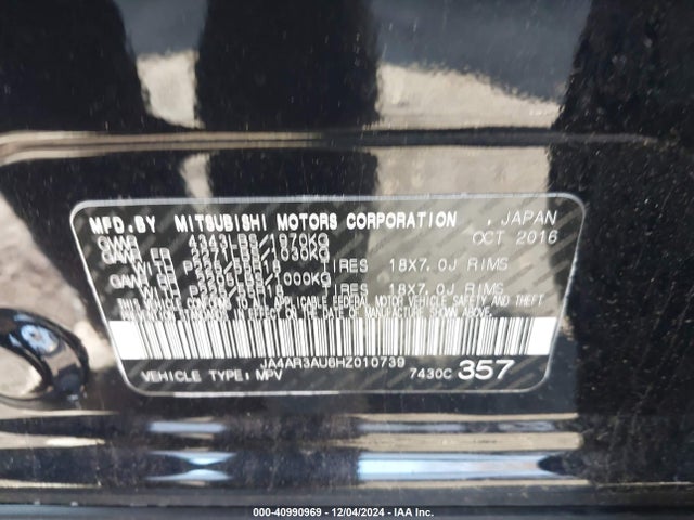 JA4AR3AU6HZ010739 Mitsubishi Outlander Sport 2.0 Es